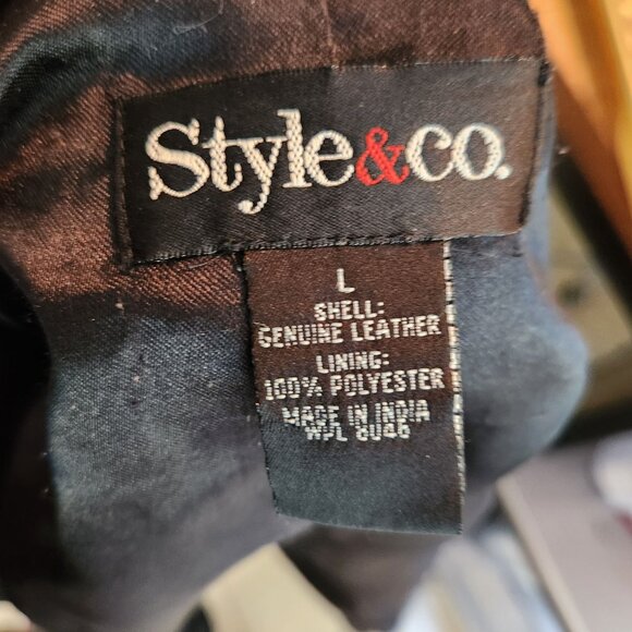 Style & Co Womens Vintage Black Supple Soft Leather Jacket Medium Large - Picture 5 of 5